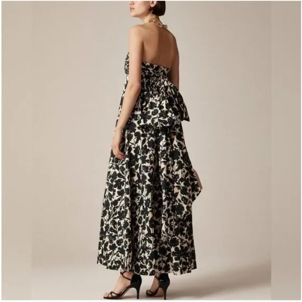 J. Crew Strapless Black & Cream Floral Maxi Dress - Picture 3 of 9